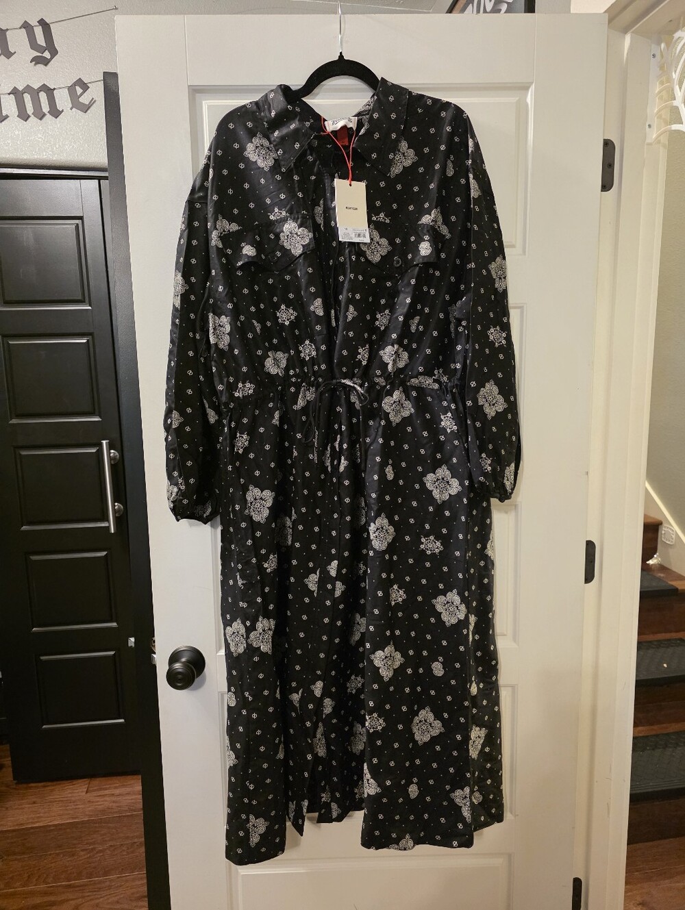 Women's Bandana Print Long Sleeve Utility Midi Shirt Dress - Woolrich Size 1X